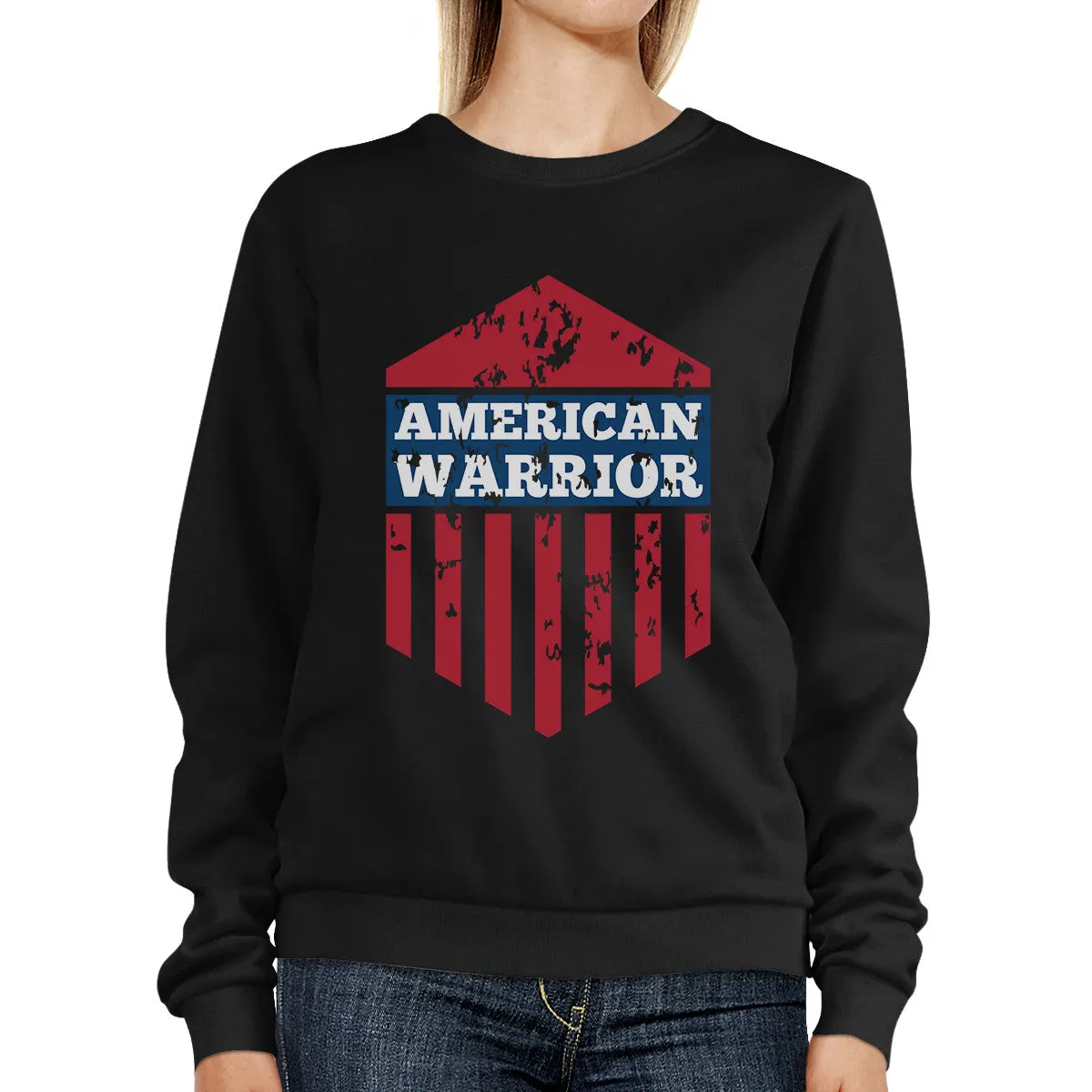 American Warrior Unisex Graphic Sweatshirt Black Crewneck Pullover