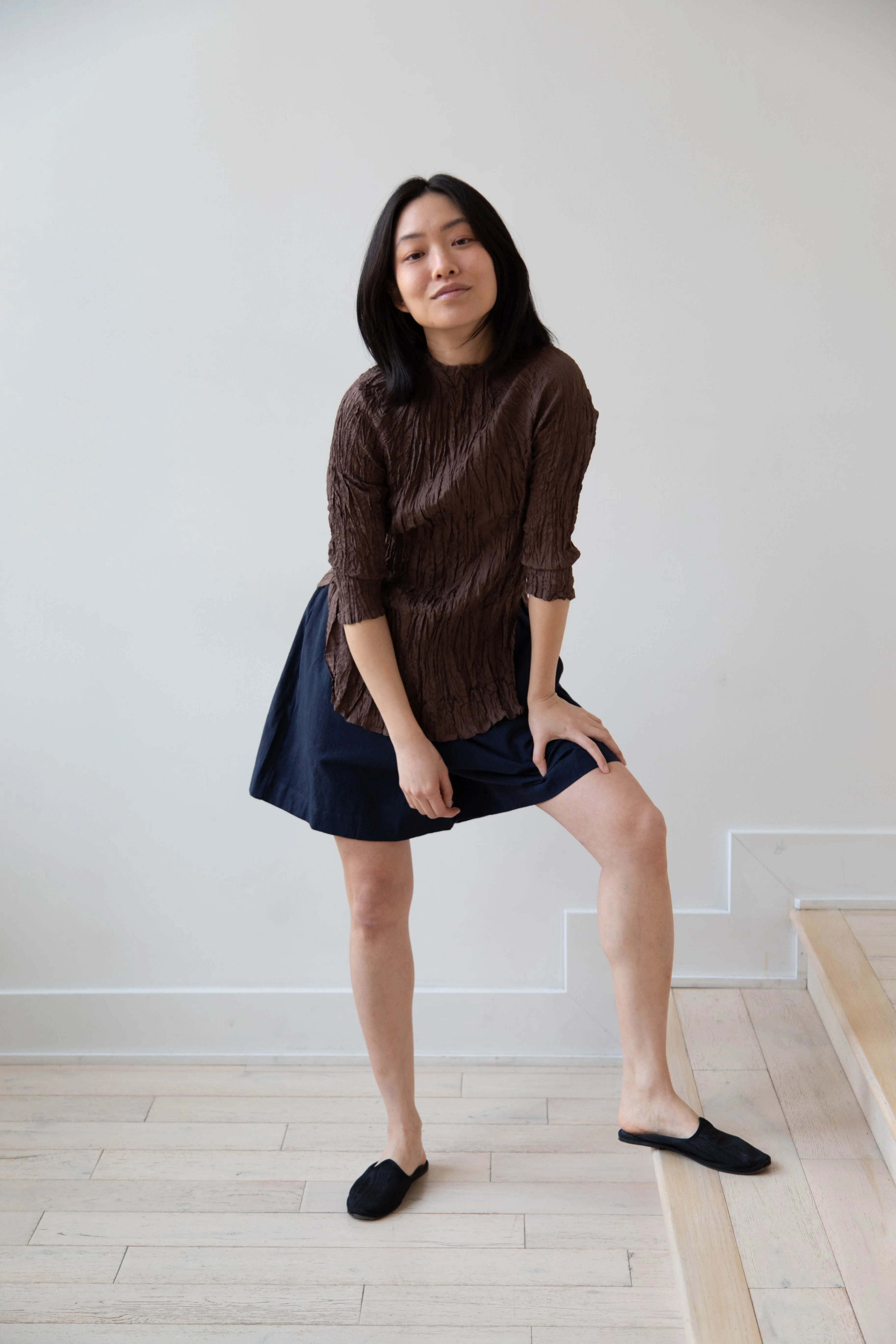 Anaak | Palma Pleated Tunic in Cacao Silk