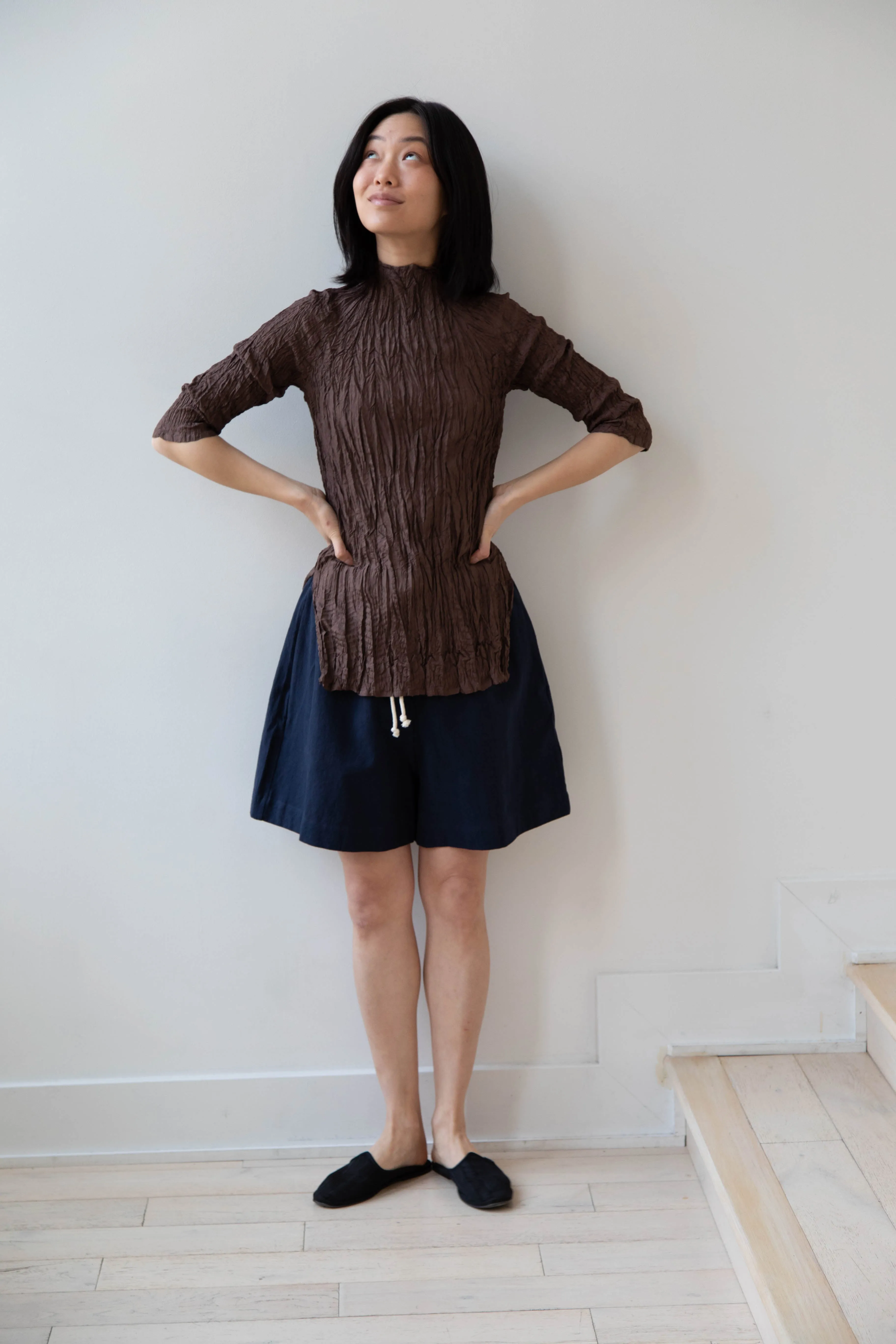 Anaak | Palma Pleated Tunic in Cacao Silk