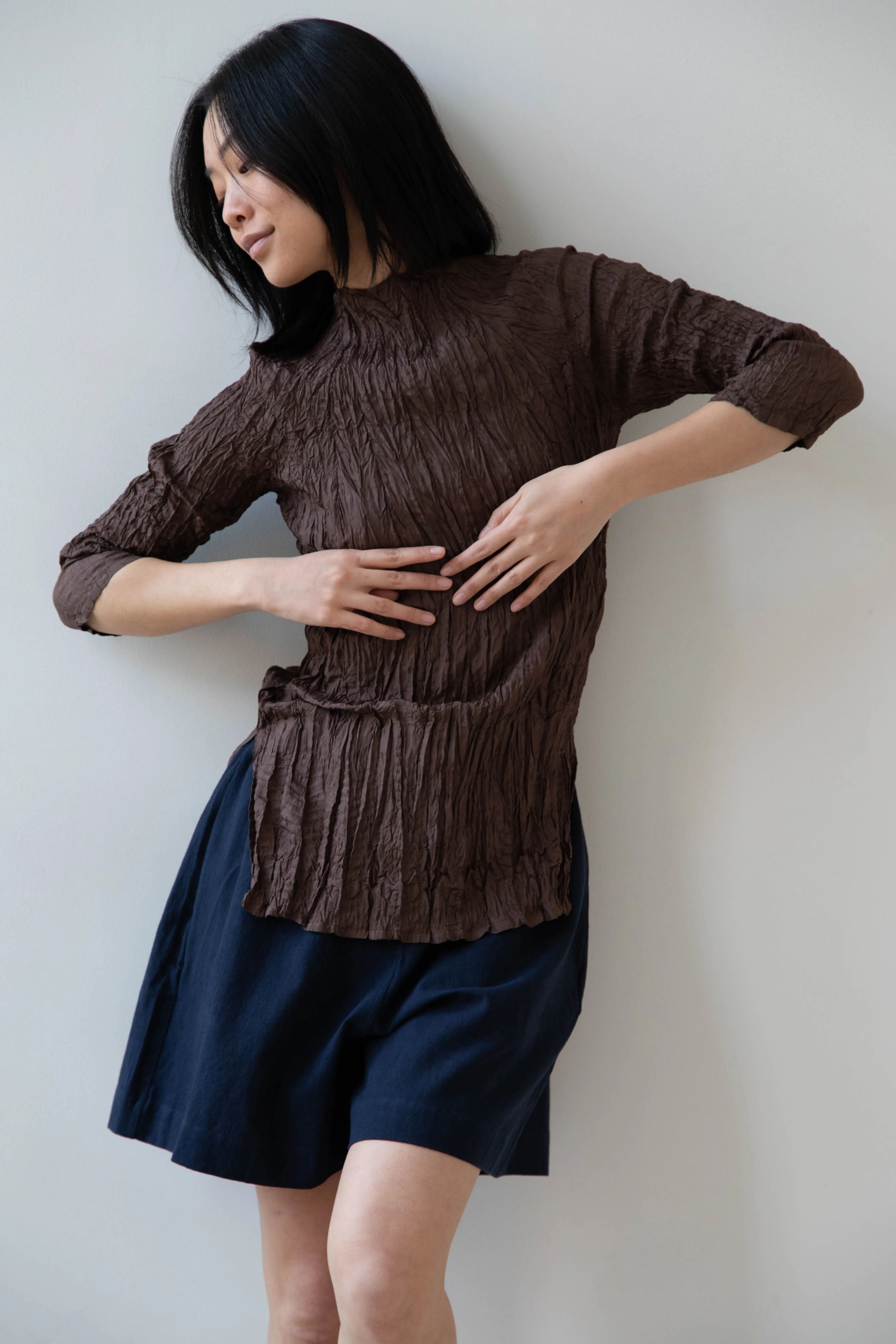 Anaak | Palma Pleated Tunic in Cacao Silk