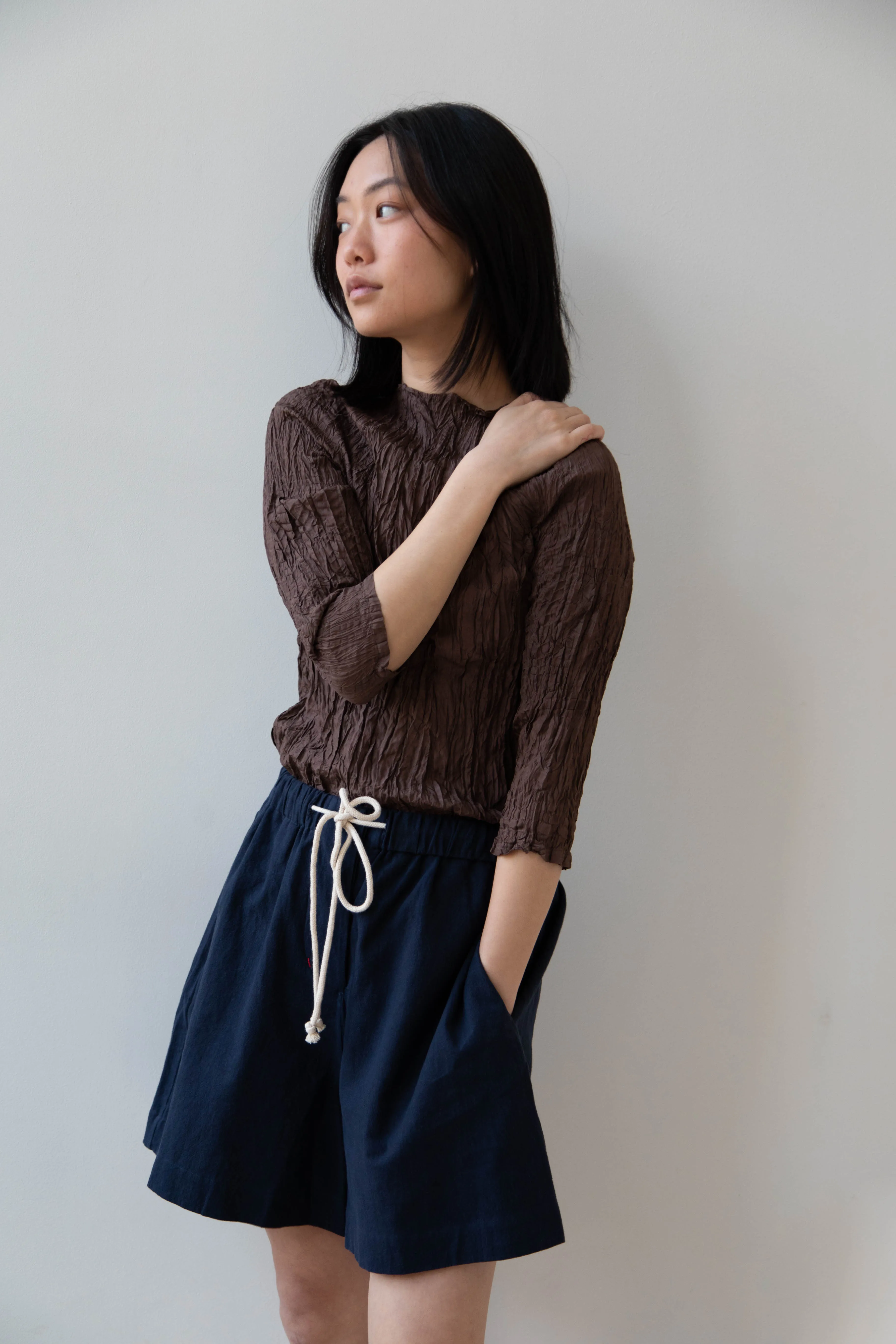 Anaak | Palma Pleated Tunic in Cacao Silk