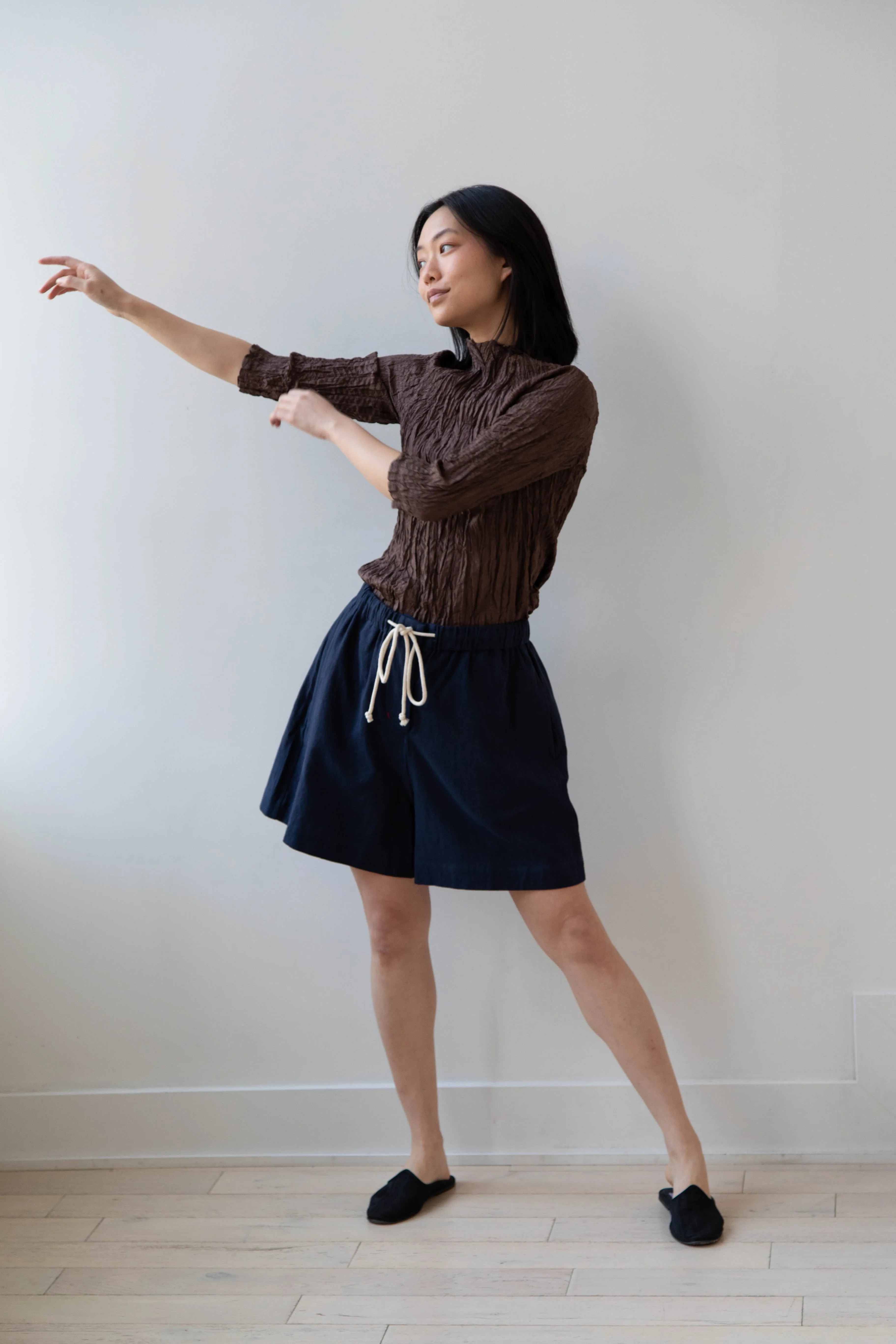 Anaak | Palma Pleated Tunic in Cacao Silk