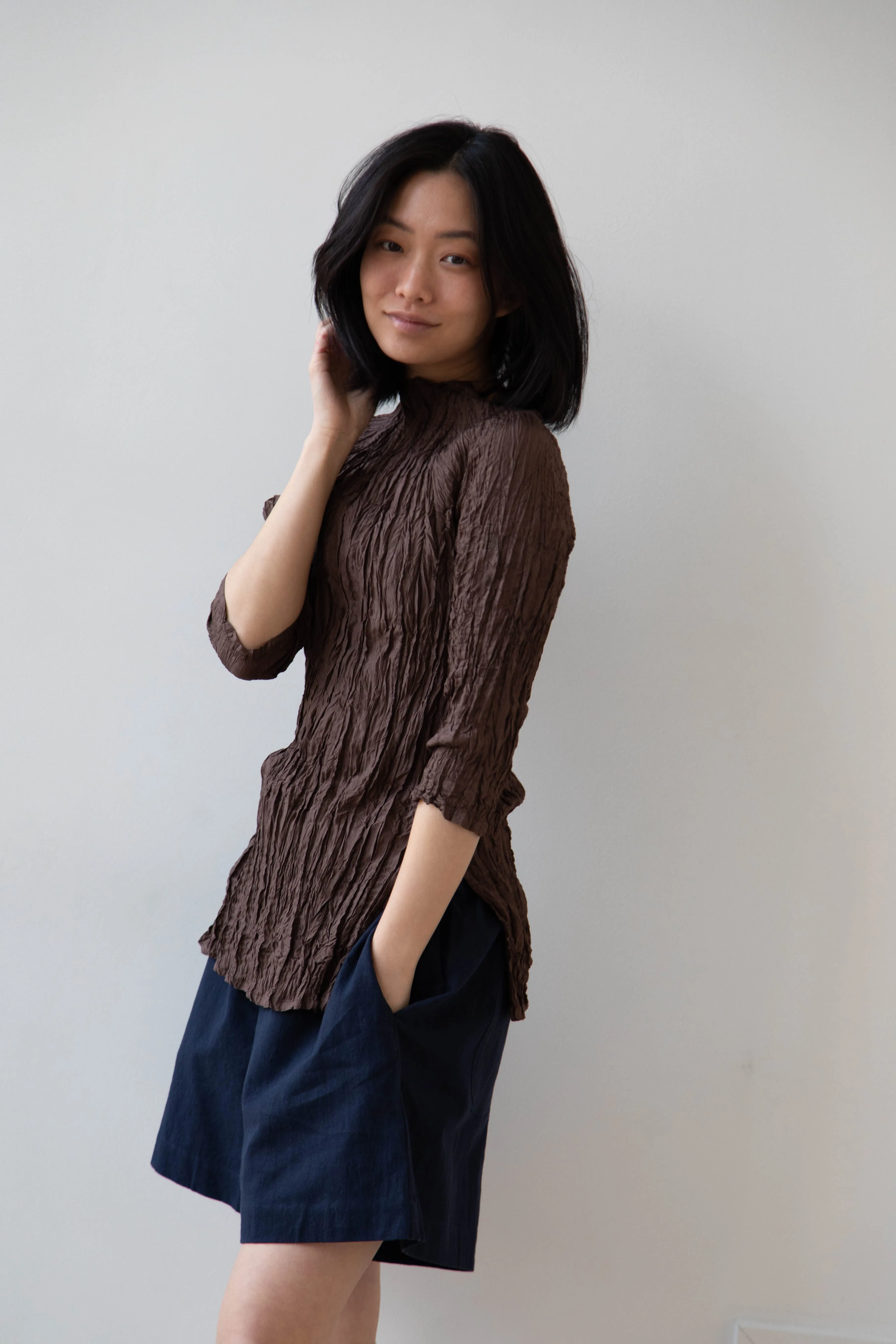 Anaak | Palma Pleated Tunic in Cacao Silk