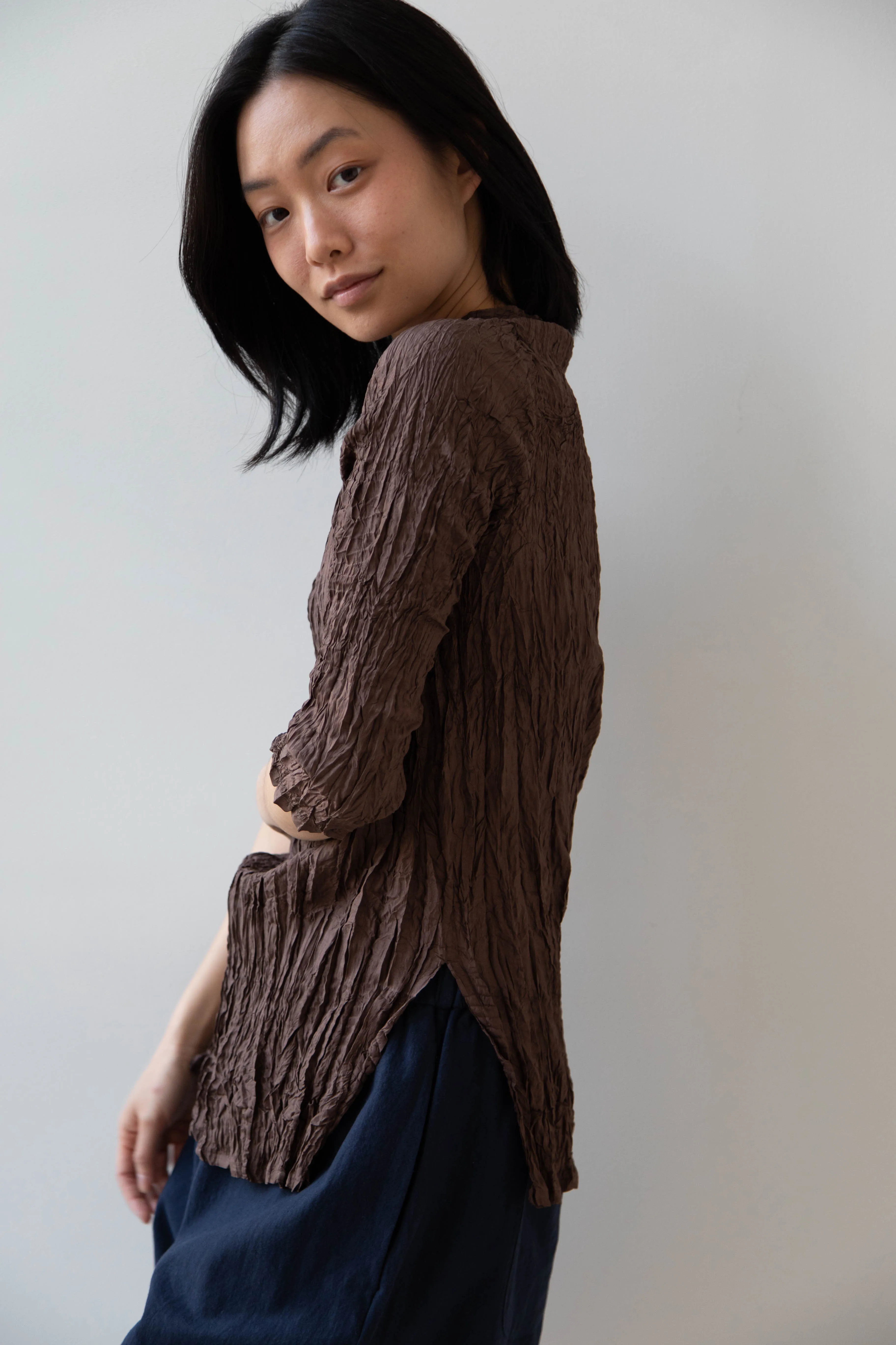 Anaak | Palma Pleated Tunic in Cacao Silk