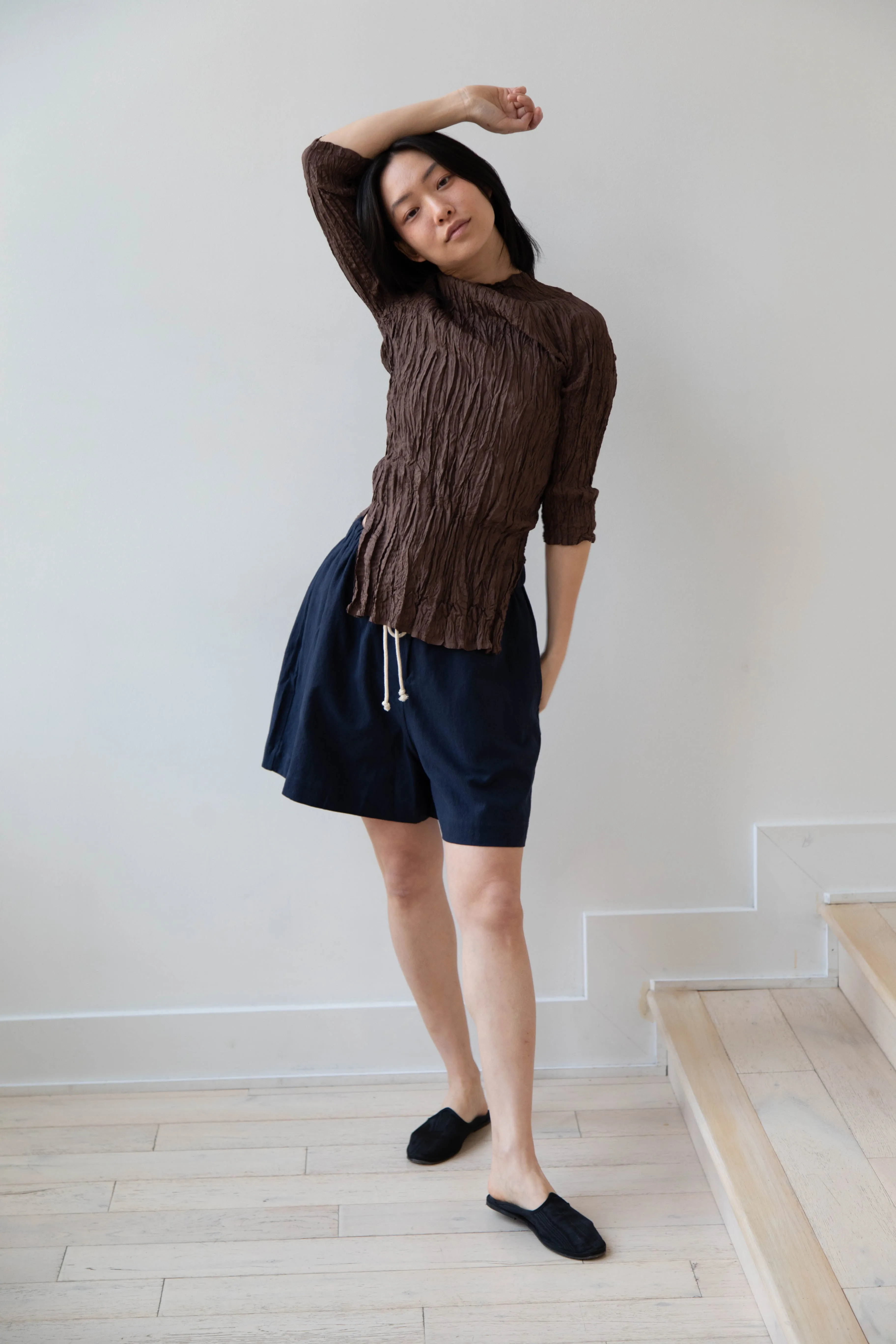 Anaak | Palma Pleated Tunic in Cacao Silk