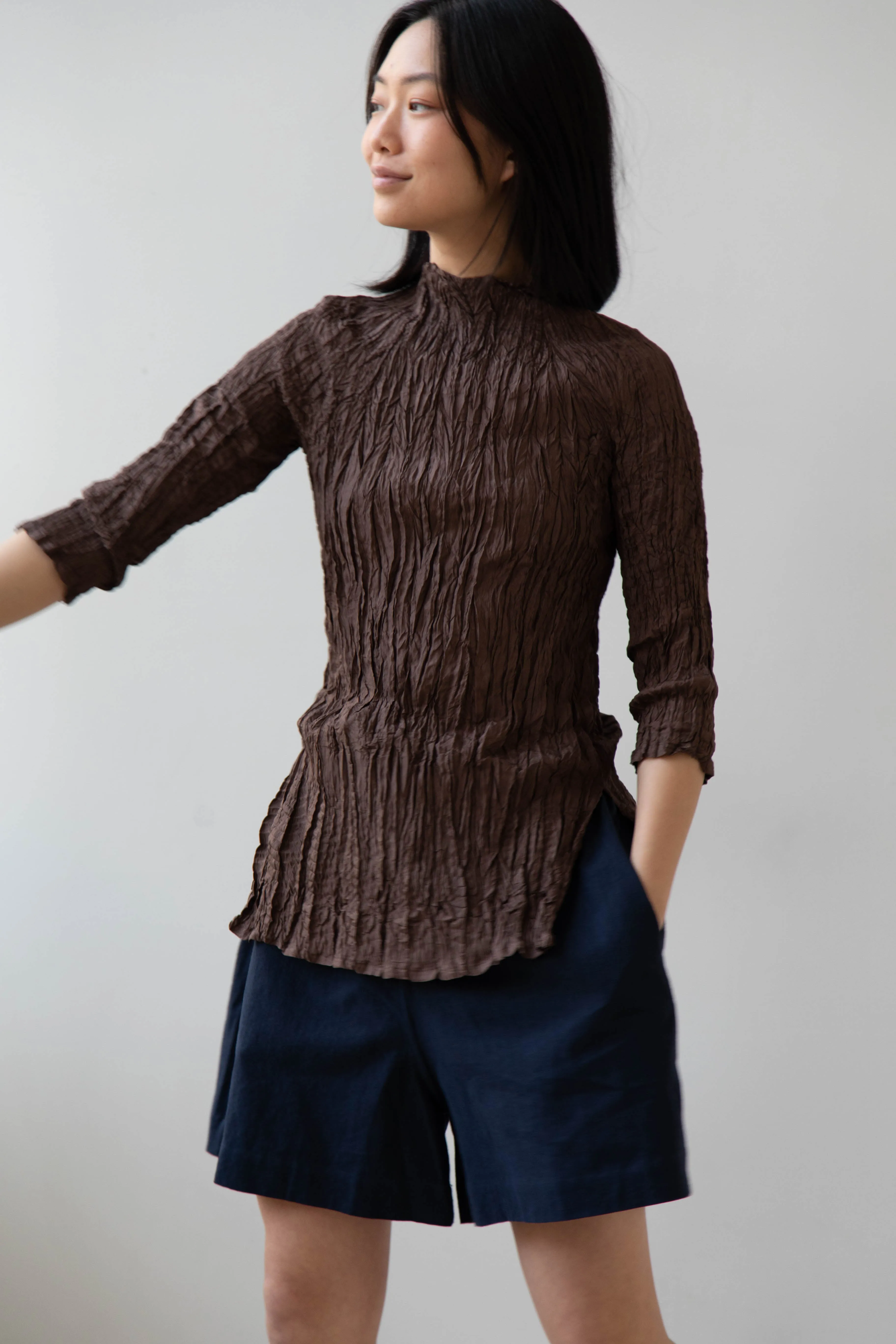 Anaak | Palma Pleated Tunic in Cacao Silk