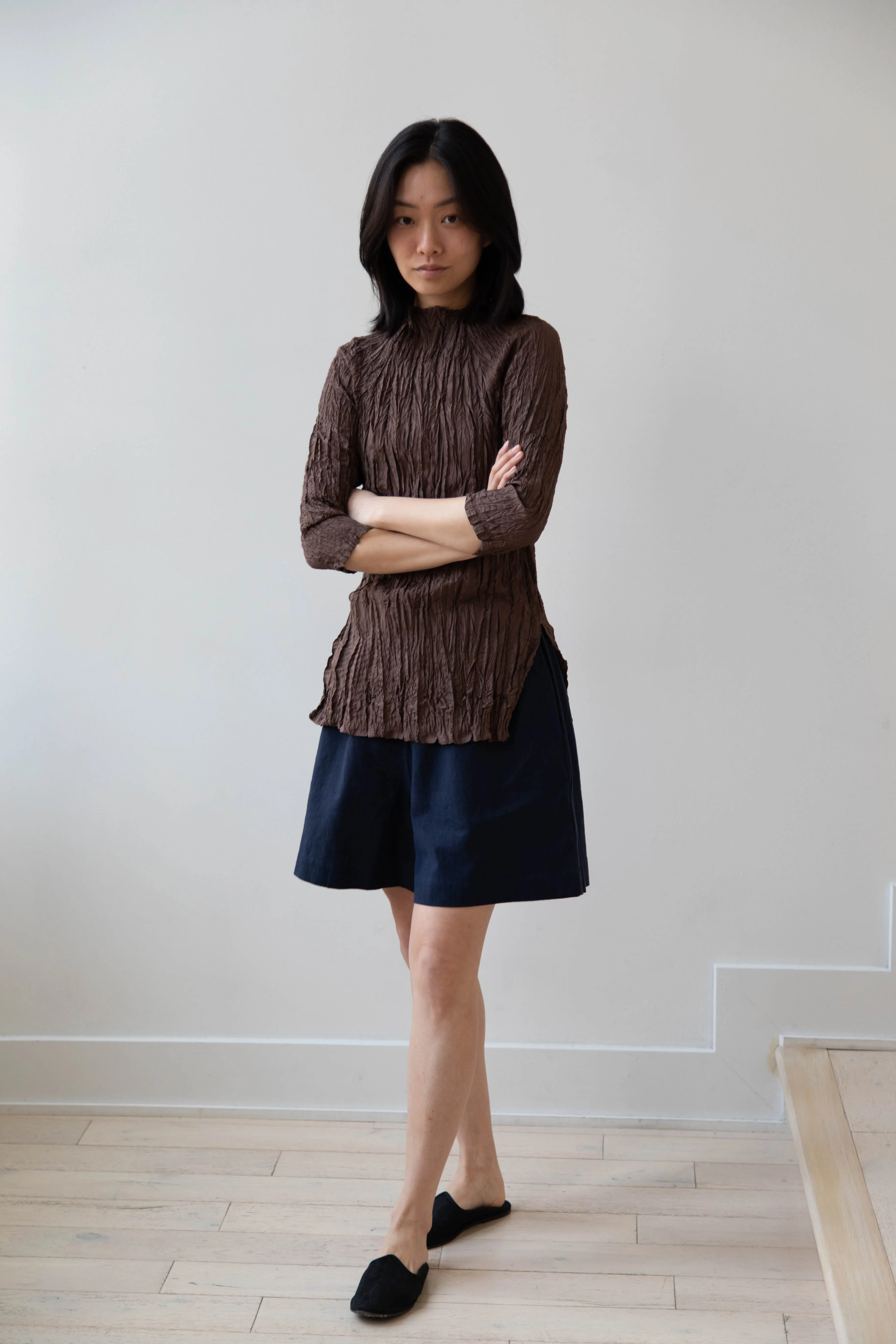 Anaak | Palma Pleated Tunic in Cacao Silk