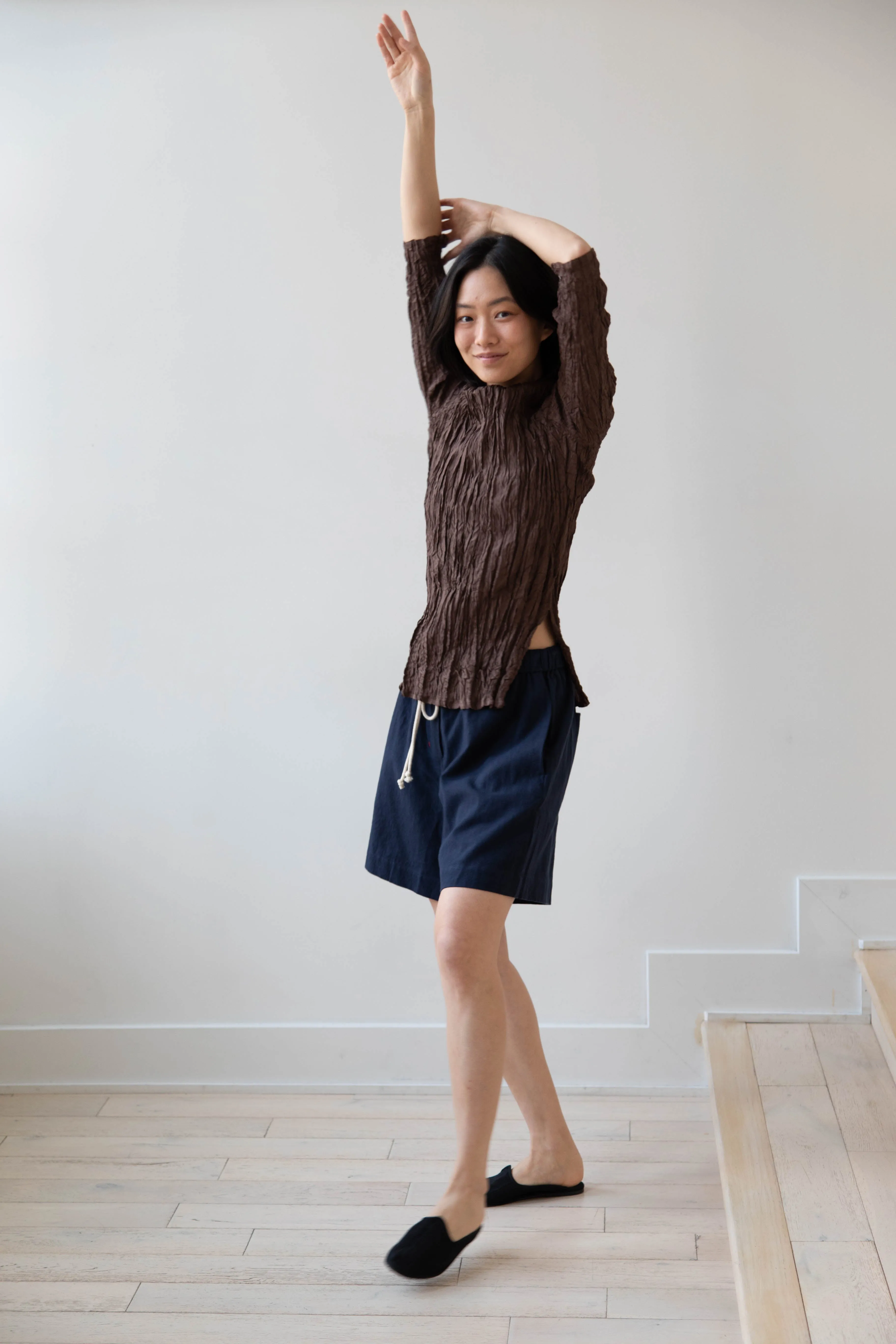 Anaak | Palma Pleated Tunic in Cacao Silk