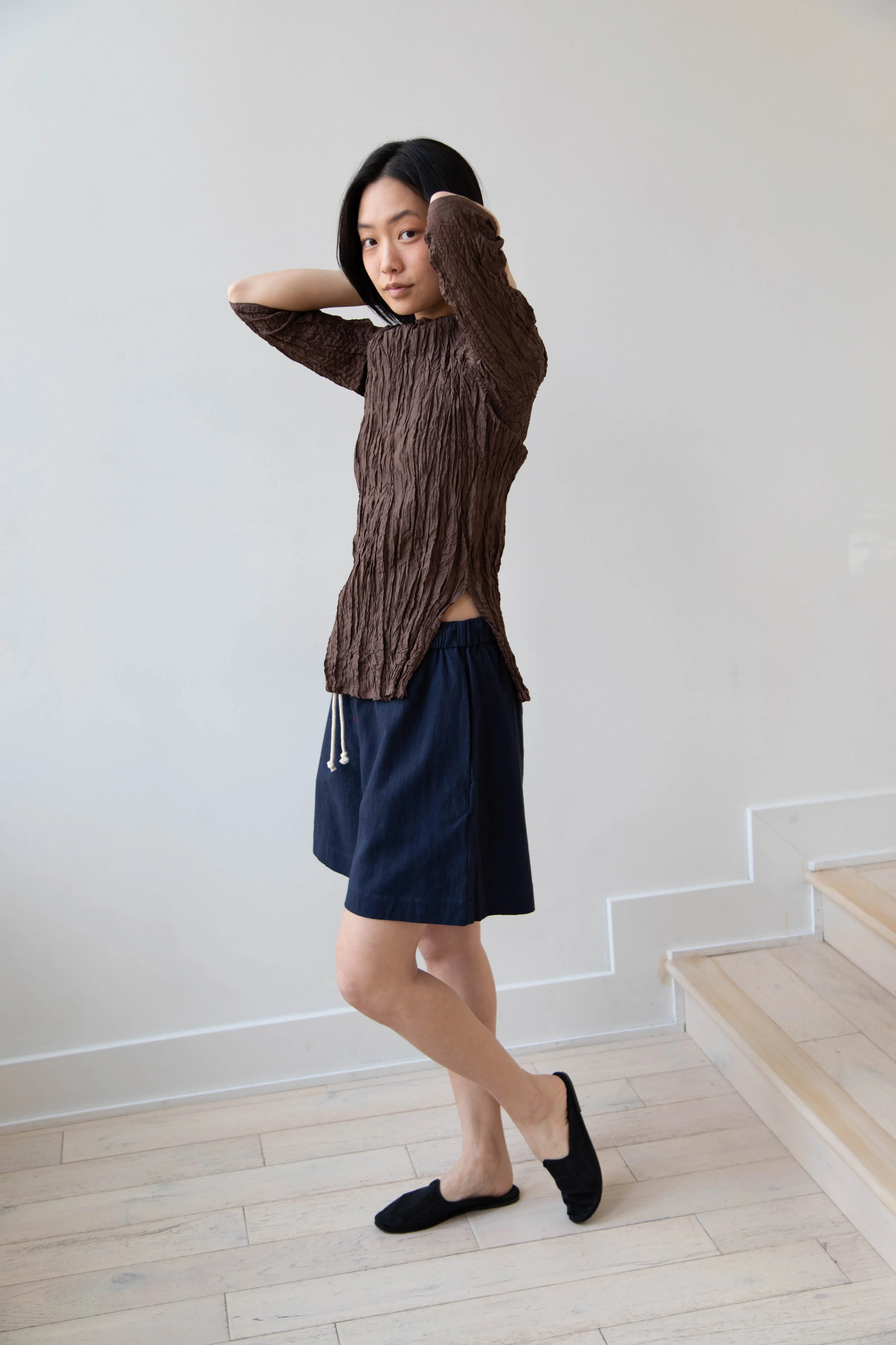 Anaak | Palma Pleated Tunic in Cacao Silk