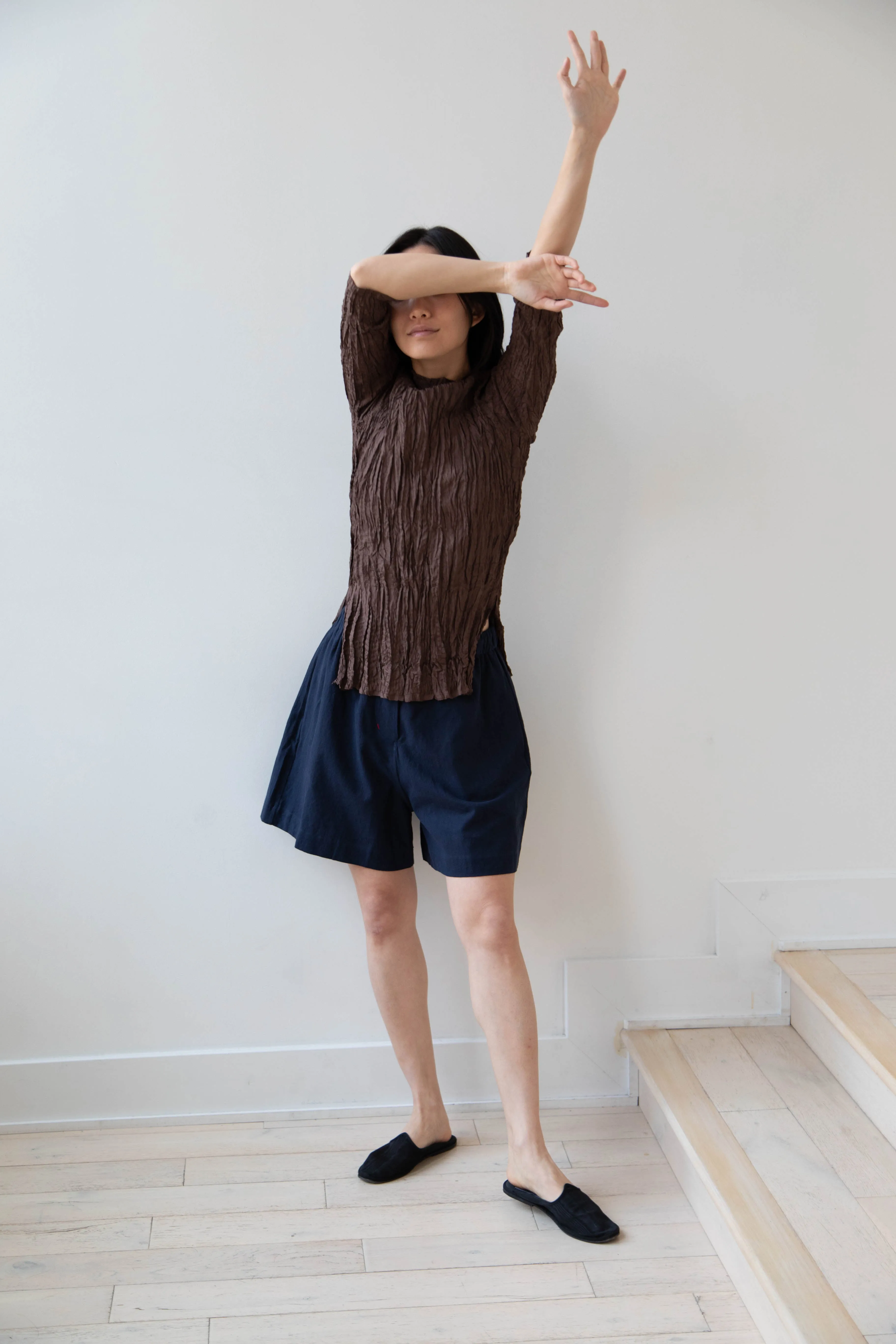 Anaak | Palma Pleated Tunic in Cacao Silk