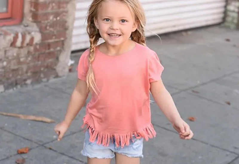 Baby & Toddler Girls Fringe T-Shirt | Coral Pink