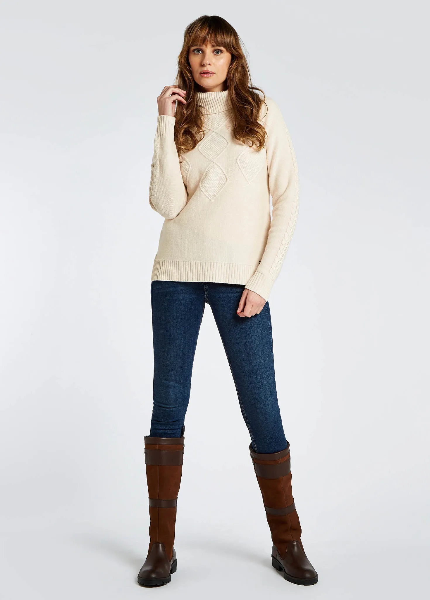 Belleek Chunky Roll Neck Sweater - Chalk