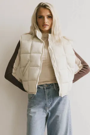 Bellese Quilted Puffer Vest in Bone