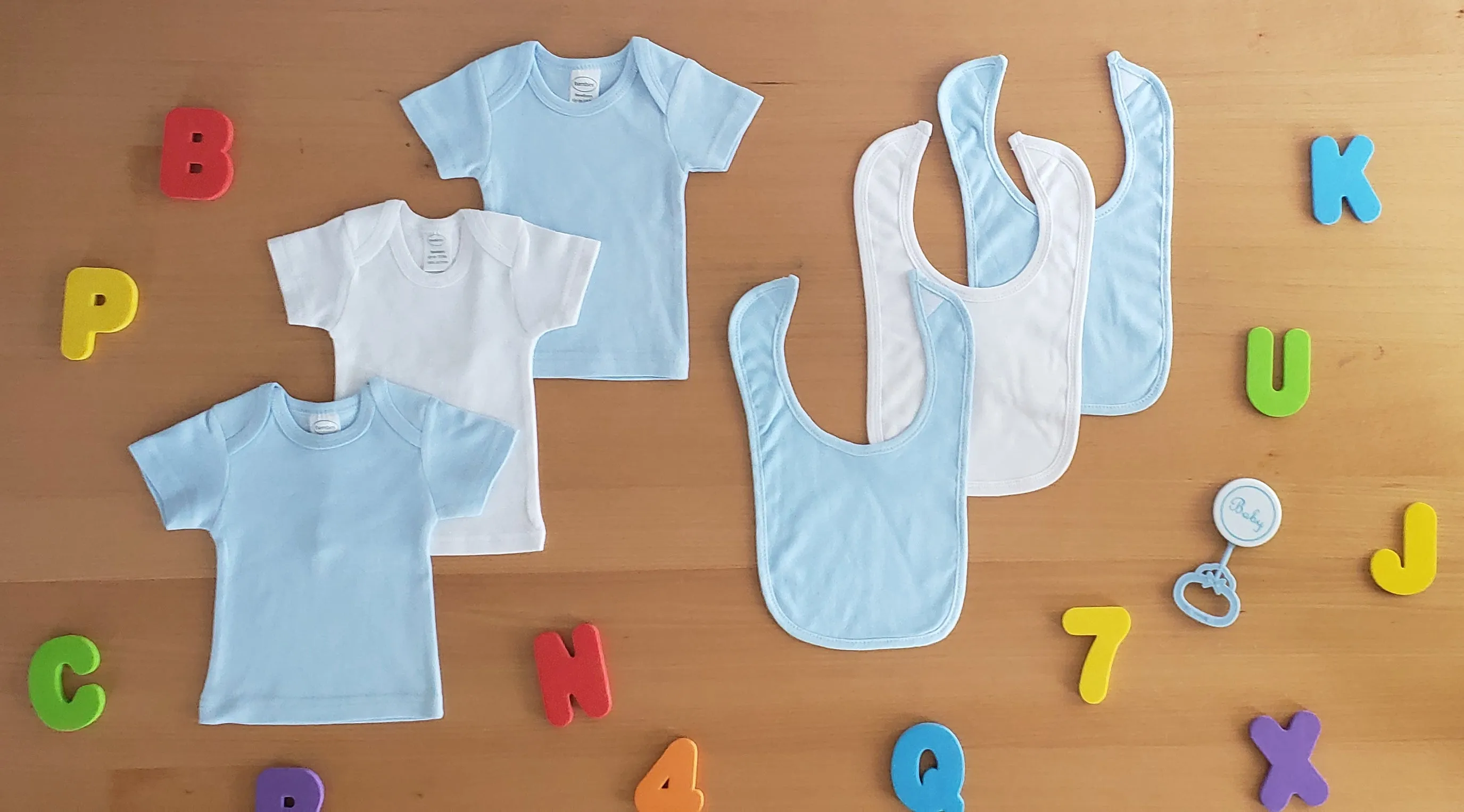 Blue and White Shirts with Bibs 6 pc