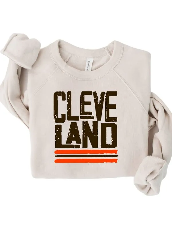 Brown/Orange Cleveland Game Day Crew Sweatshirt