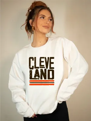 Brown/Orange Cleveland Game Day Crew Sweatshirt