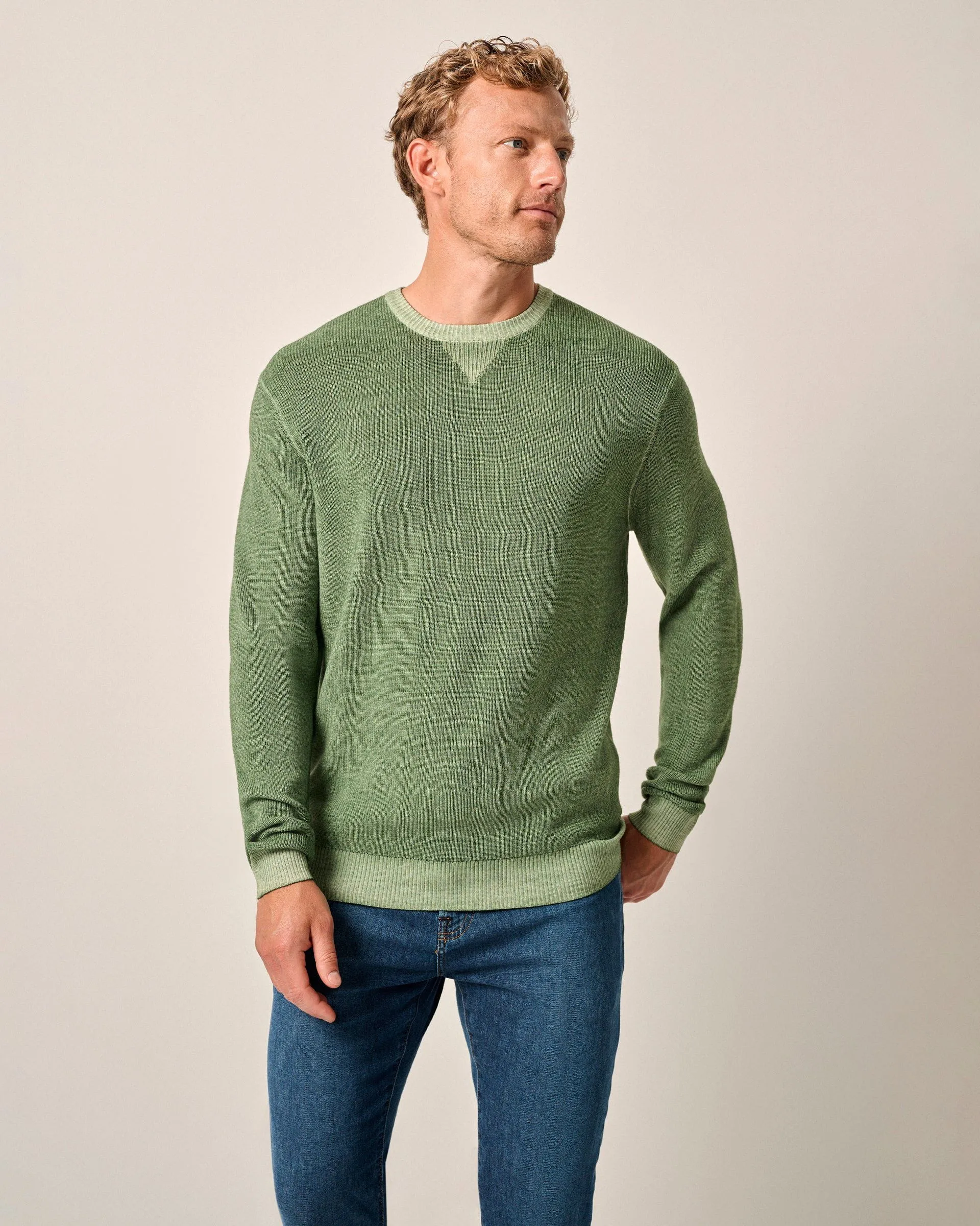 Burgess Garment-Dyed Crewneck Sweater in Valley by Johnnie-O