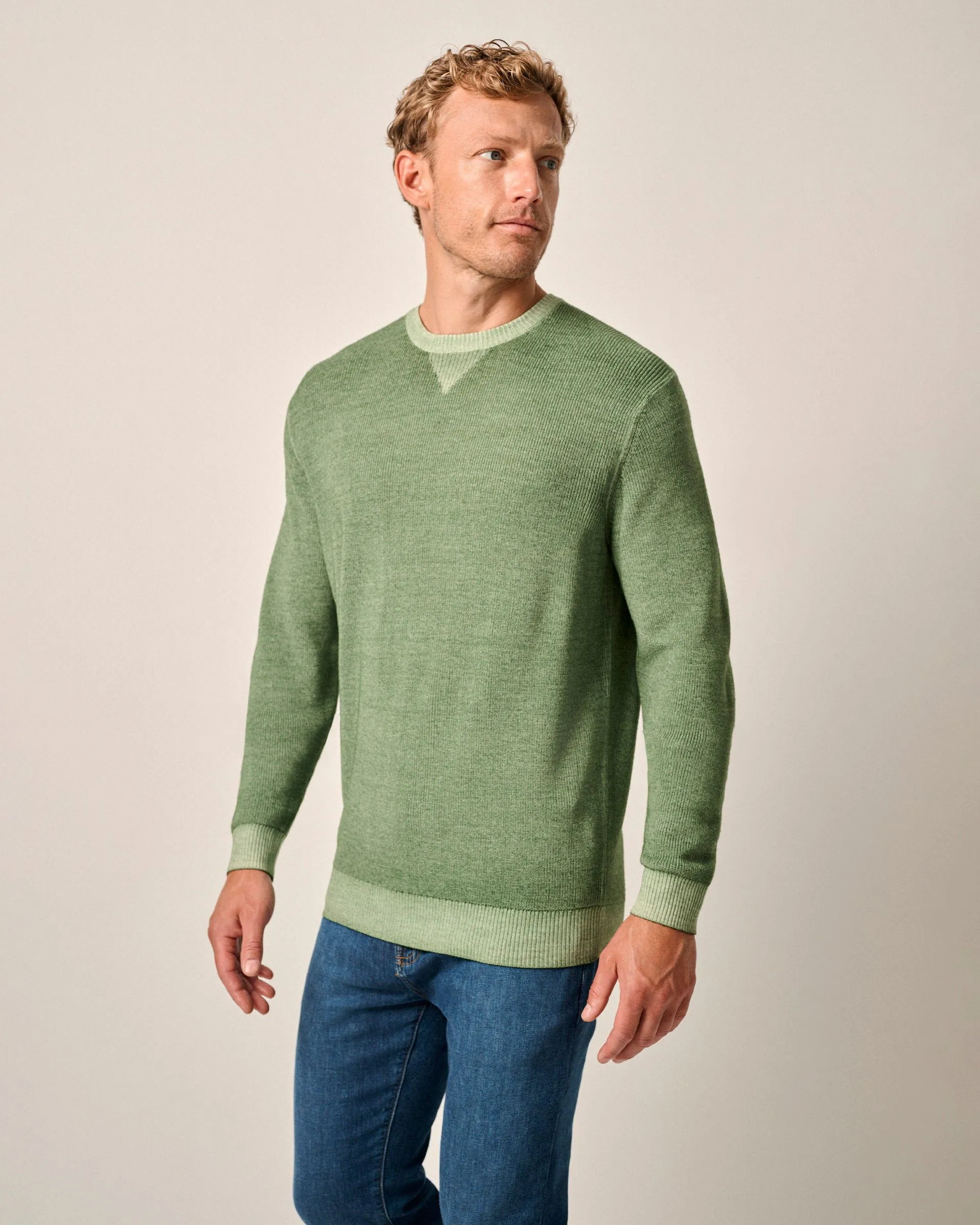 Burgess Garment-Dyed Crewneck Sweater in Valley by Johnnie-O