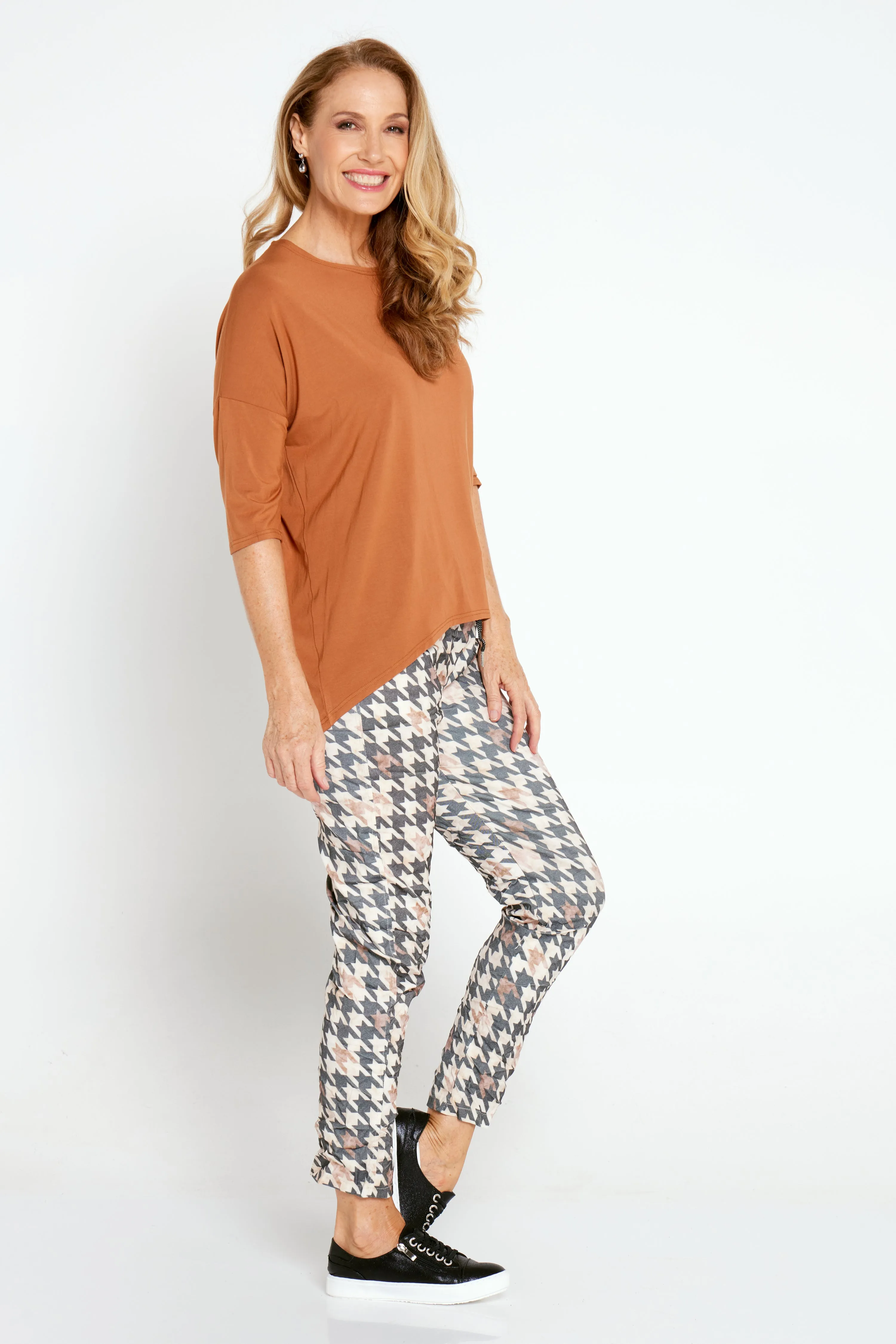 Camella Pants - Black/Brown Houndstooth