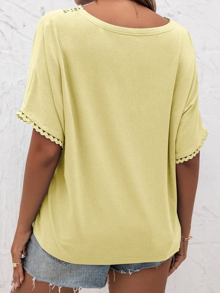 Casual Quilted V-Neck T-Shirt