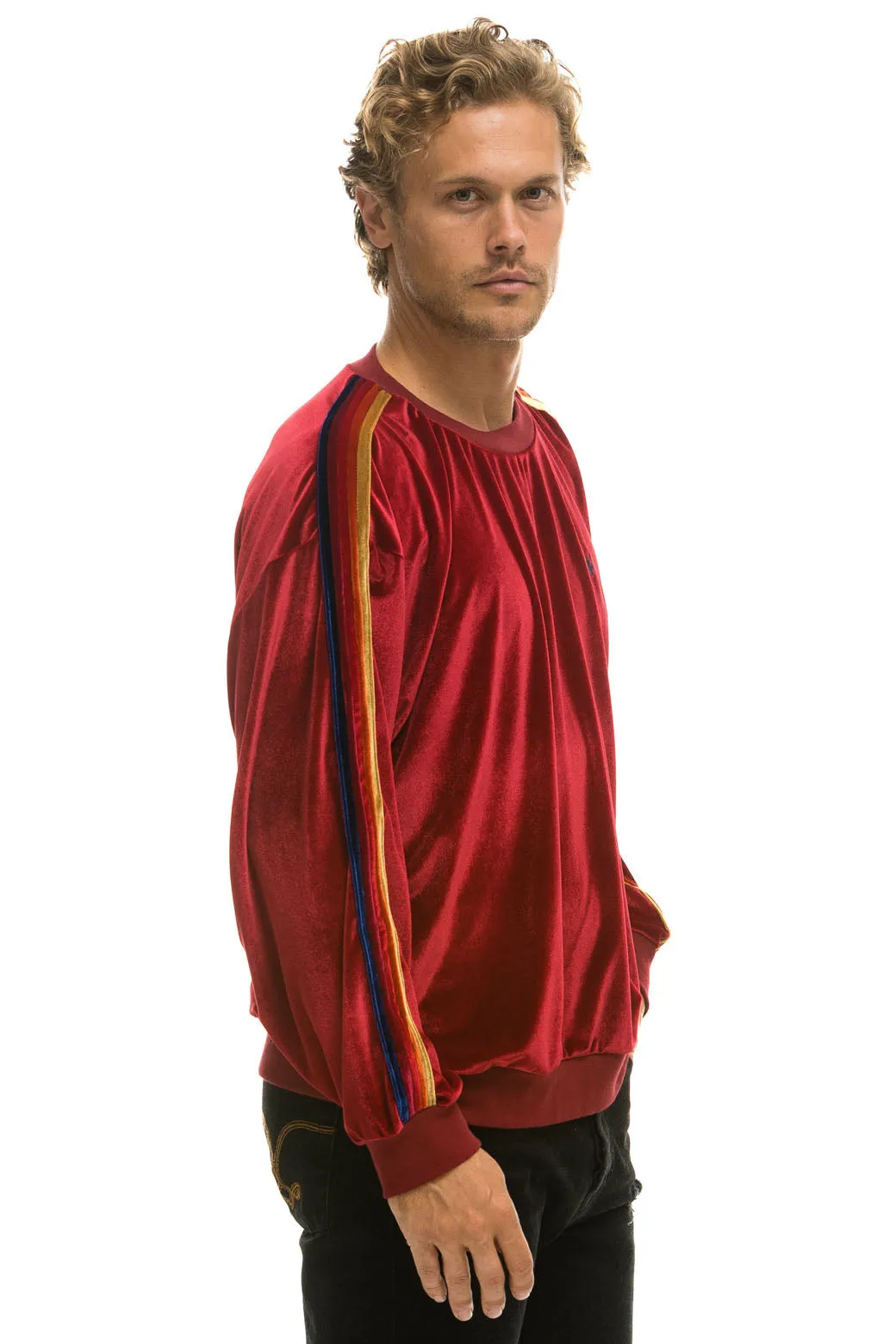 CLASSIC VELVET RELAXED SWEATSHIRT - RED