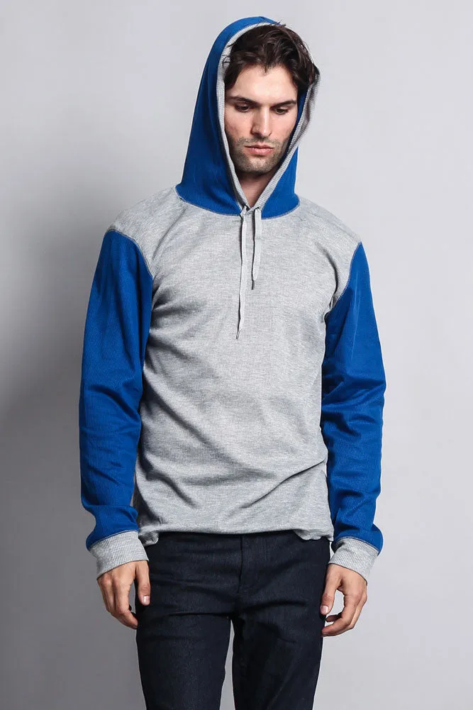 Contrast Waffle Knit Thermal Lightweight Hoodie