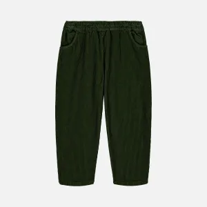 Cotton Corduroy Carrot Pants - Deep Green