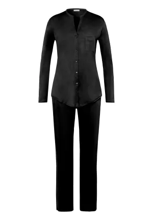 Cotton Deluxe Button Front Cotton Pajama Set   | Black 77956-019