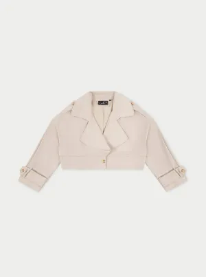 DOUBLE LAYER CROPPED TRENCH COAT - BEIGE