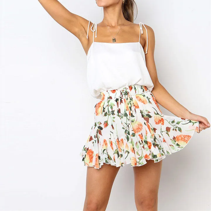 Easy To Team Elastic Waistband Flounce Mini Skirt