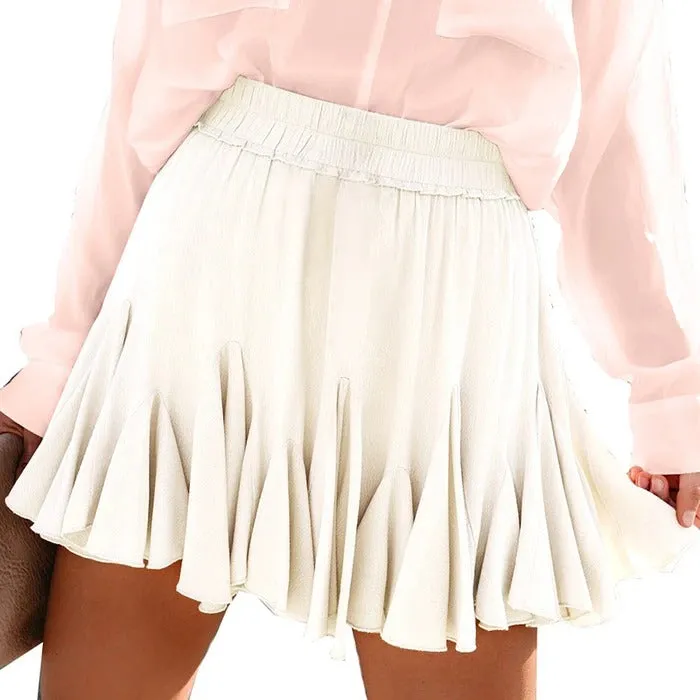 Easy To Team Elastic Waistband Flounce Mini Skirt