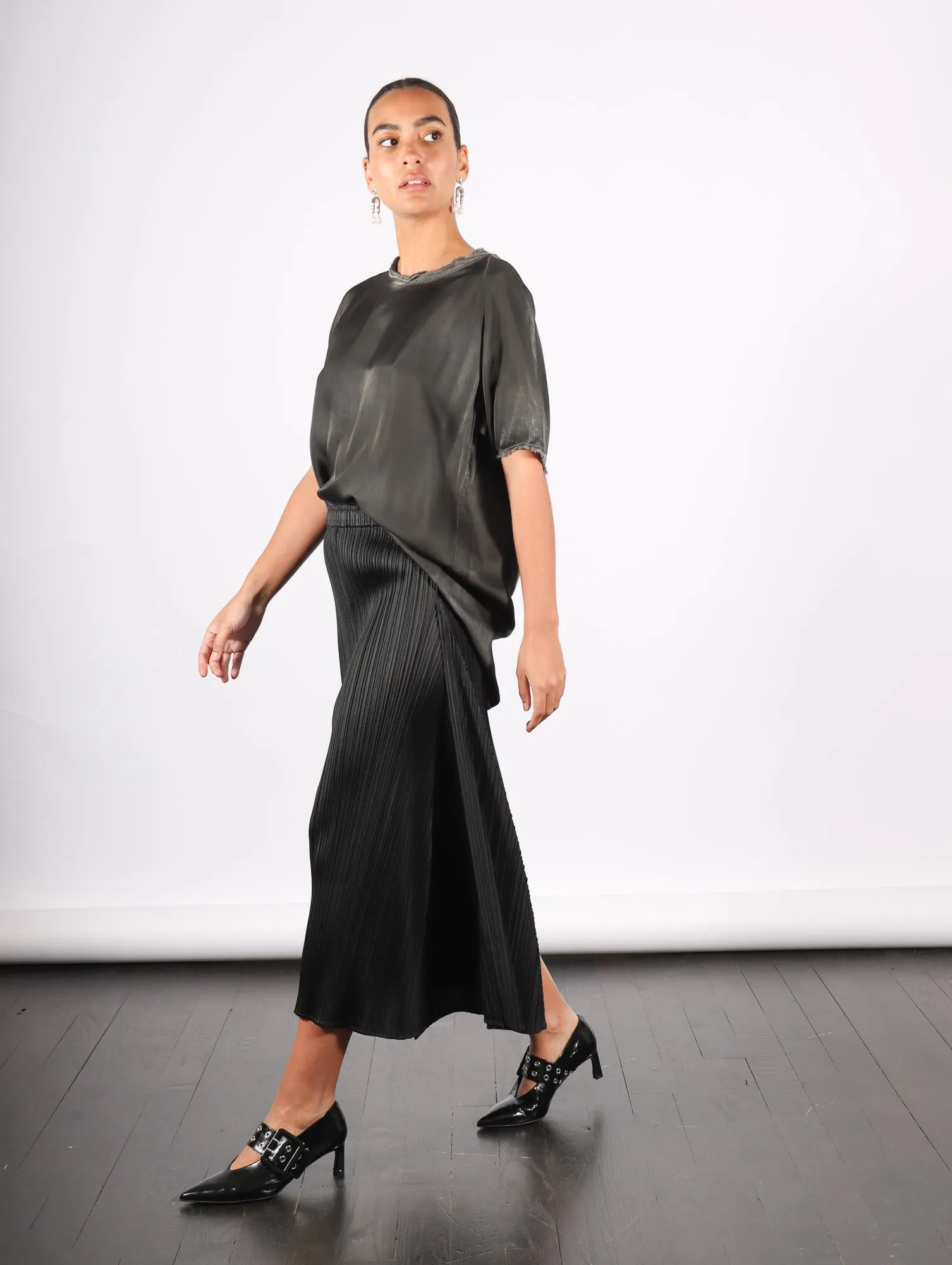 Efficient Square Skirt in Black by Pleats Please Issey Miyake