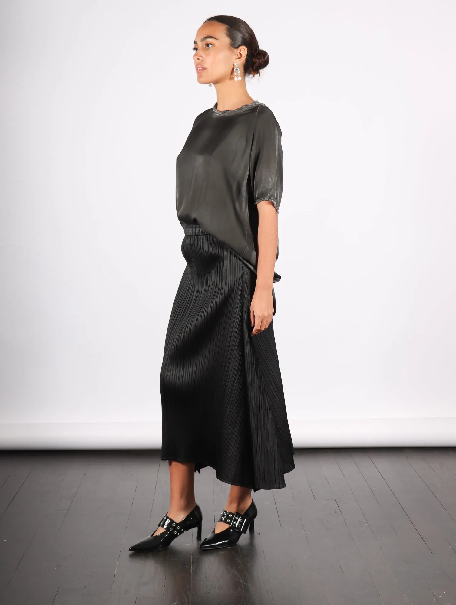 Efficient Square Skirt in Black by Pleats Please Issey Miyake