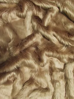 Faux Fake Fur Solid Shaggy Long Pile Fabric / Cocoa / 15 Yard Bolt