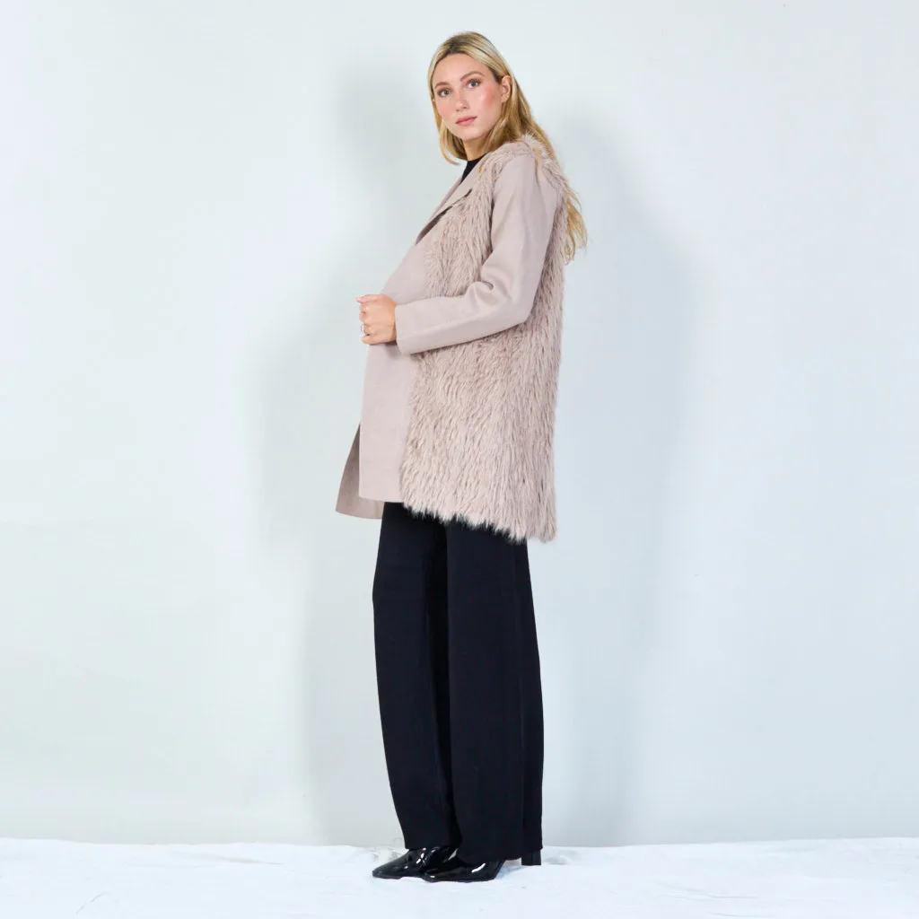 Faux fur open-front coat wholesale