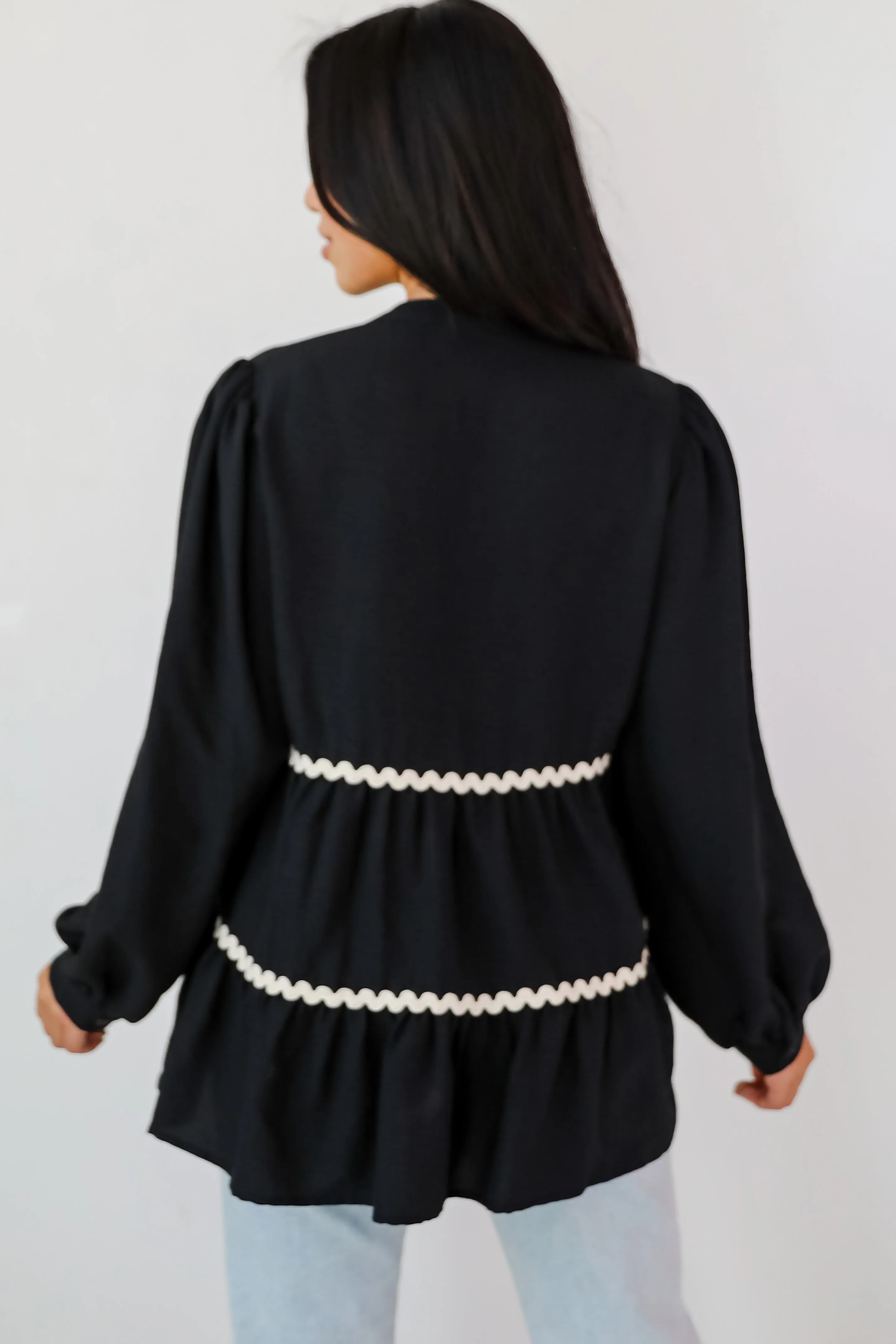 FINAL SALE - Exclusive Charm Black Tiered Blouse