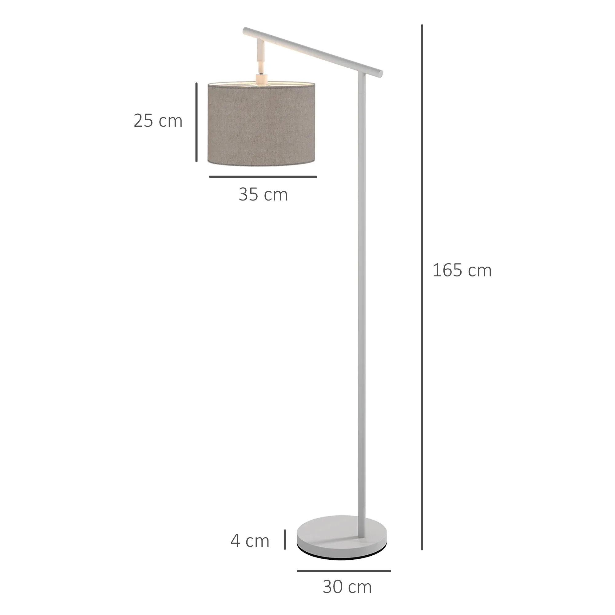 Floor Lamp with 350° Rotating Lampshade, LED Bulb Included, Grey