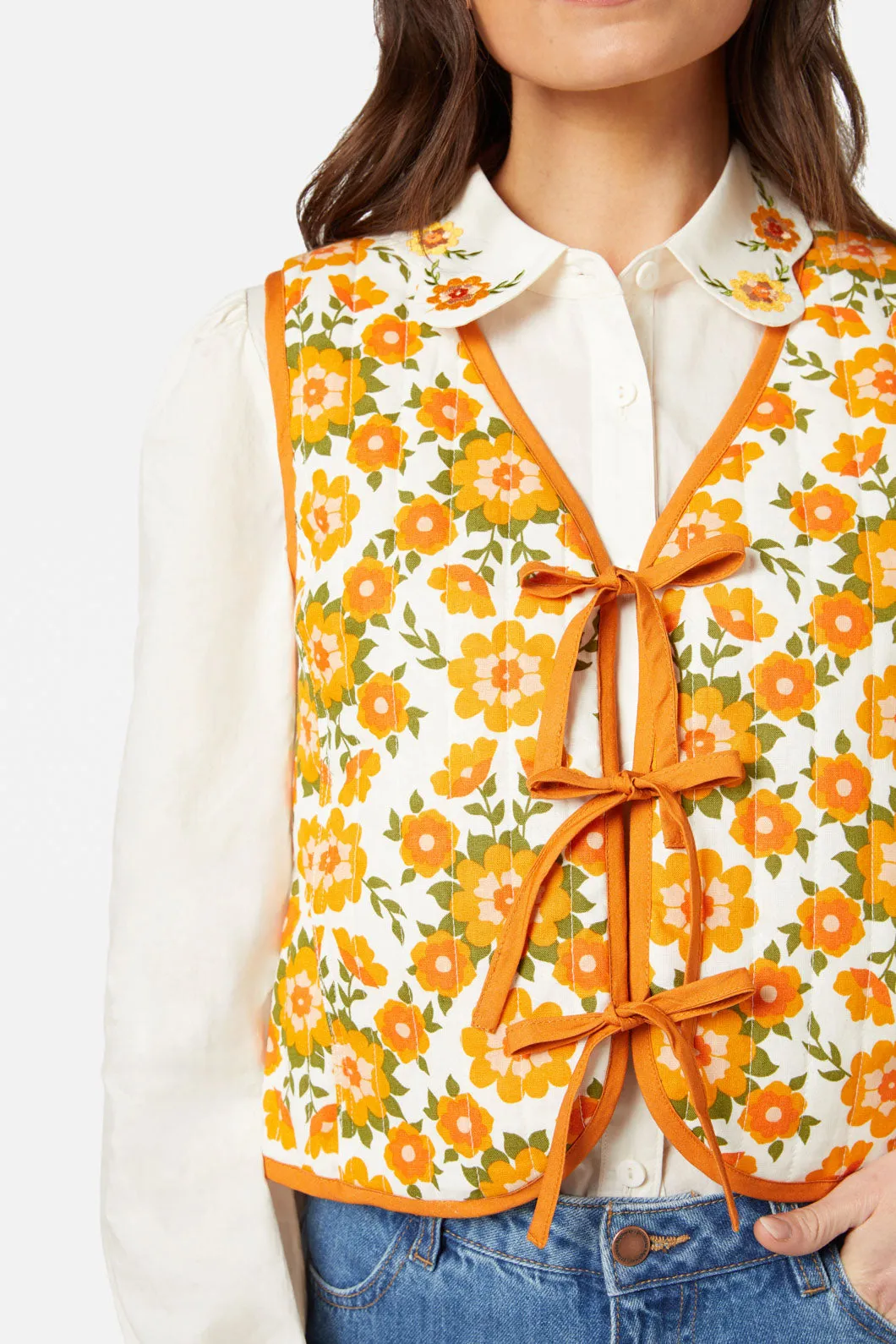 Folk Floral Quilted Vest