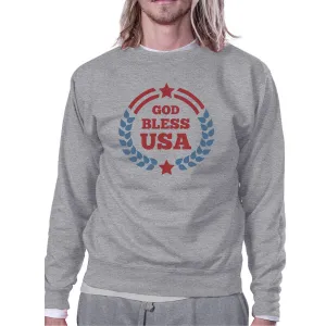 God Bless USA Unisex Graphic Sweatshirt Grey Round Neck Pullover