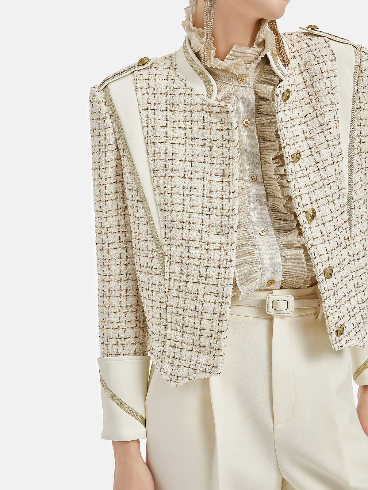 Gold Tweed Patchwork Court Jacket