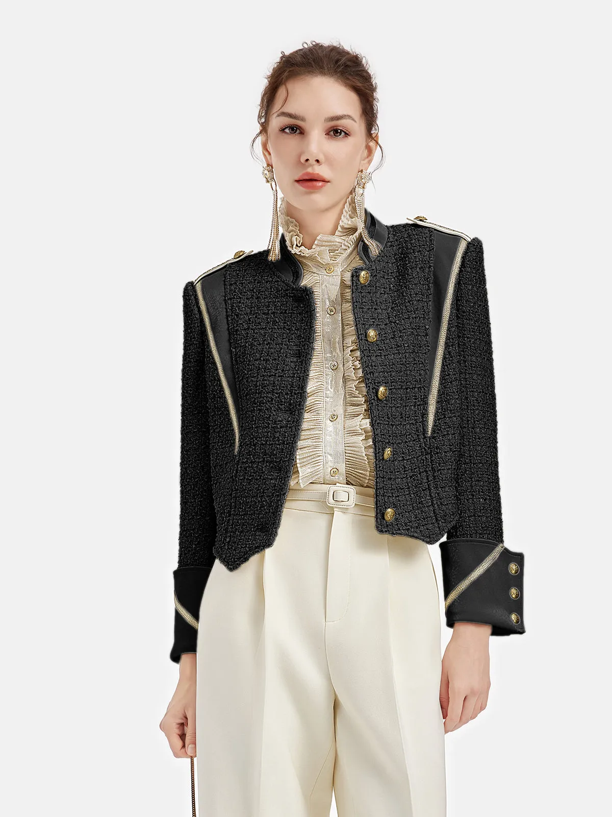 Gold Tweed Patchwork Court Jacket