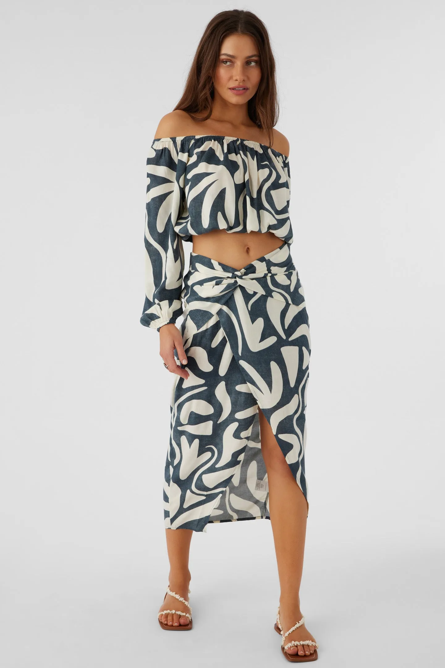 GRETCHEN BEACH HUT GEO KNOT WRAP MIDI SKIRT