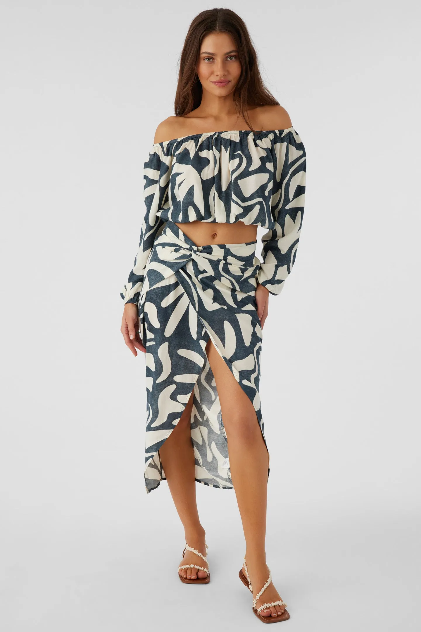 GRETCHEN BEACH HUT GEO KNOT WRAP MIDI SKIRT