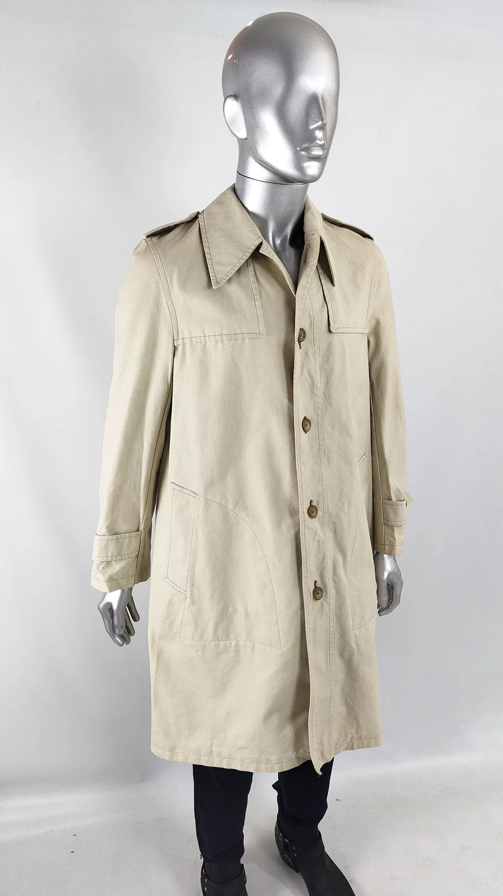 Harrods Vintage Mens Beige Trench Coat, 1960s