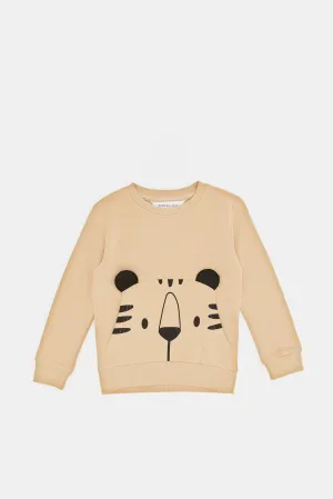 Infant Boys Beige Printed Sweatshirt