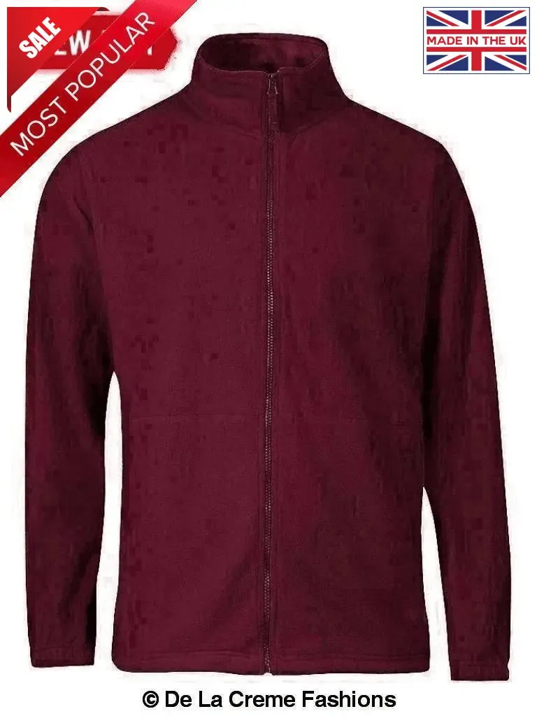 JB's Wear - Mens Burgundy Zip-Through Warm Fleece Jacket