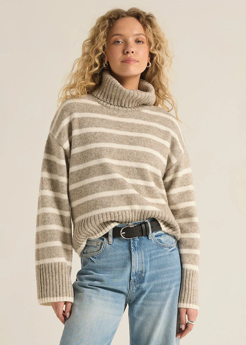 Josephine Stripe Sweater - Heather Taupe