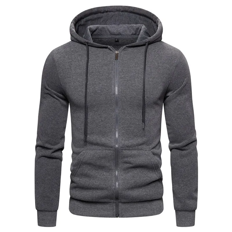 Kangaroo Pocket Full Zip Flocking Hoodie 8381