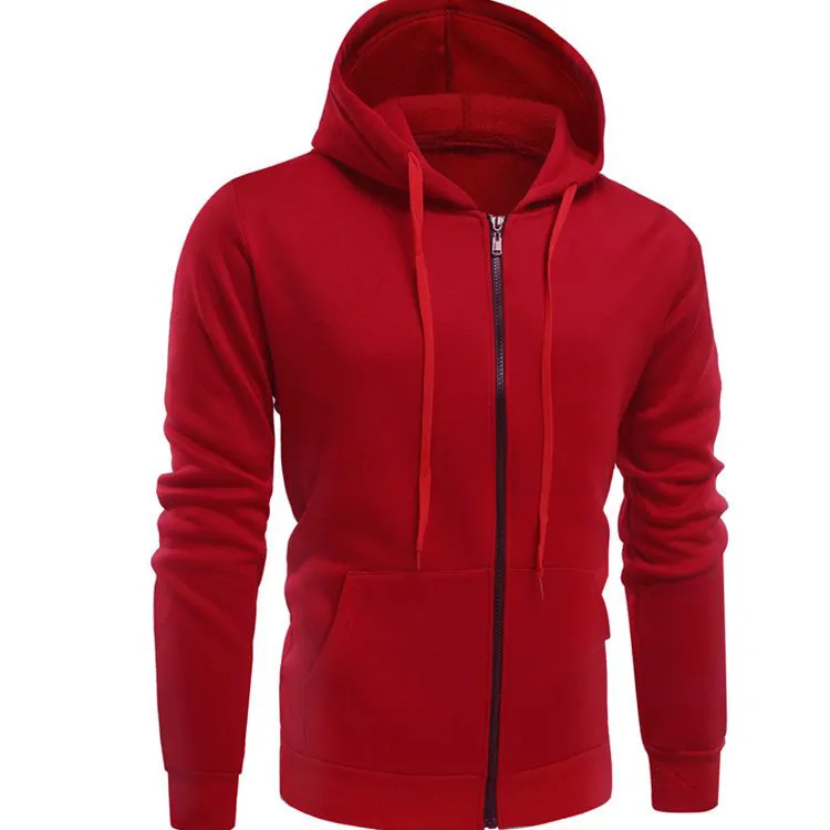 Kangaroo Pocket Full Zip Flocking Hoodie 8381