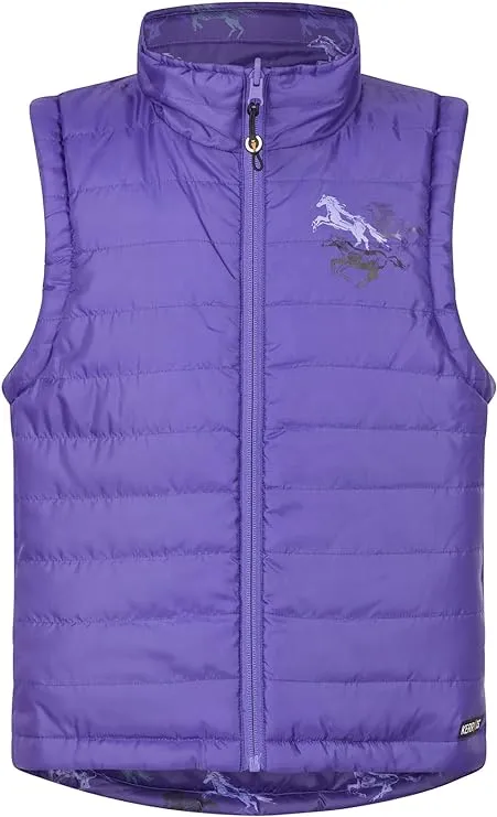 Kids Pony Tracks Reversible Quilted Vest - Huckleberry